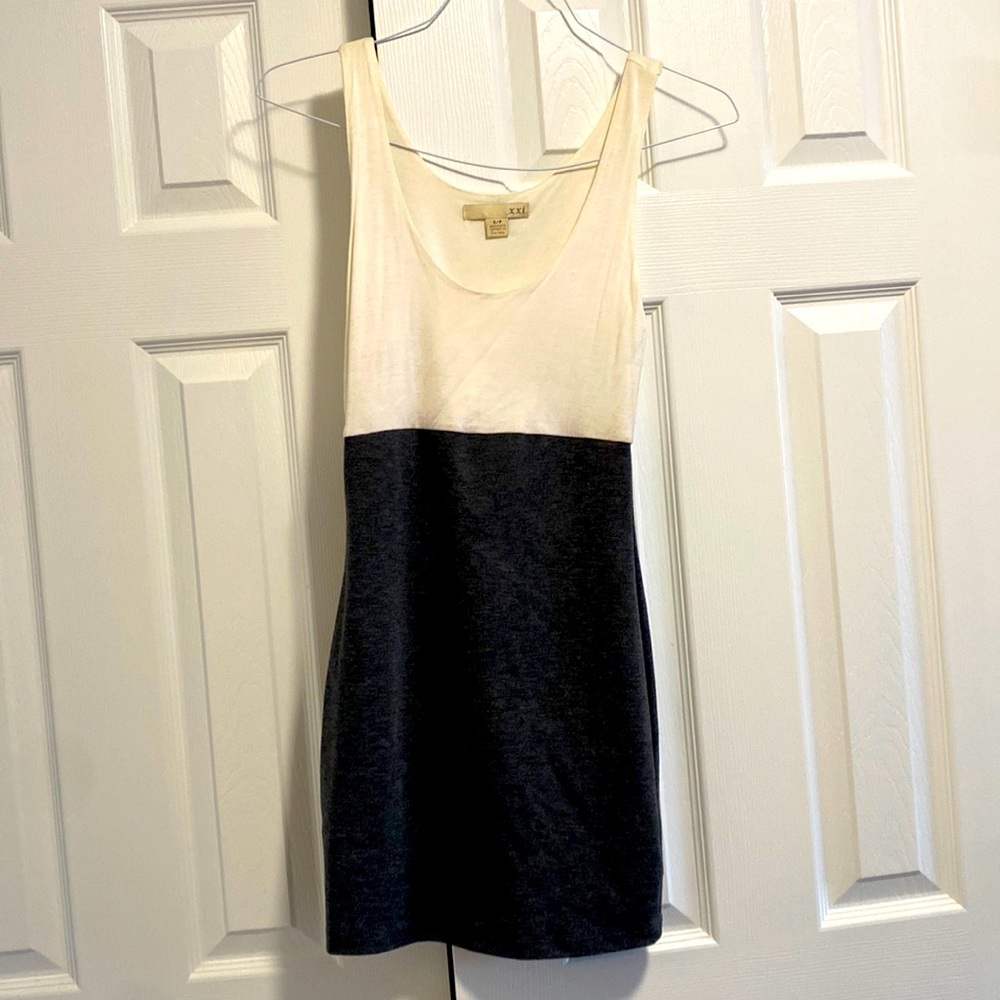 XXI Tank White & Grey Dress, Women's - for Spring Sleeveless Dress